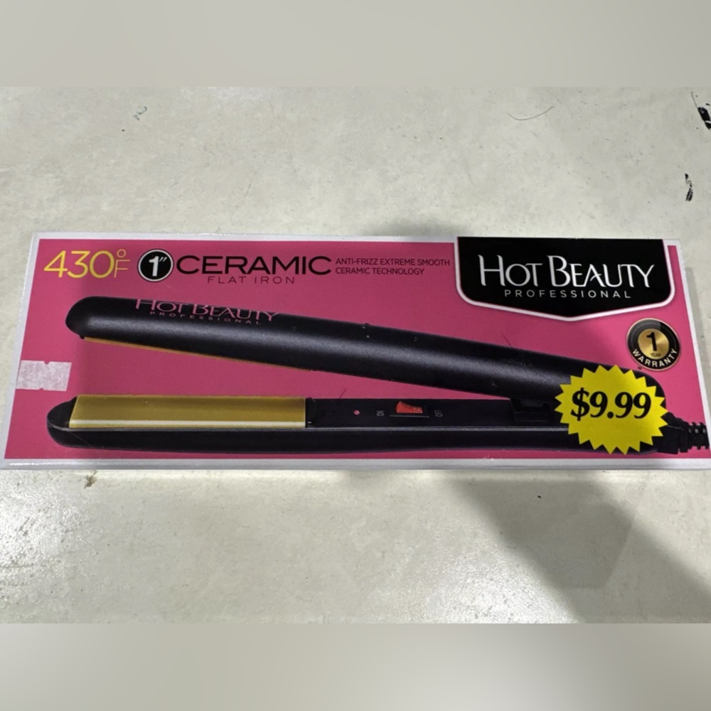 HOT BEAUTY 1" WIDE CERAMIC FLAT IRON HAIR STRAIGHTENER #HFI100